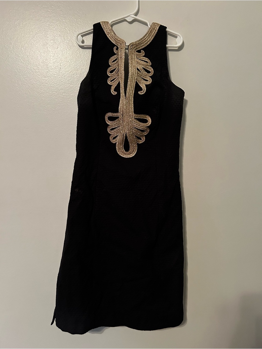 Lilly Pulitzer Black Sleeveless Dress with Gold Embellished Neckline